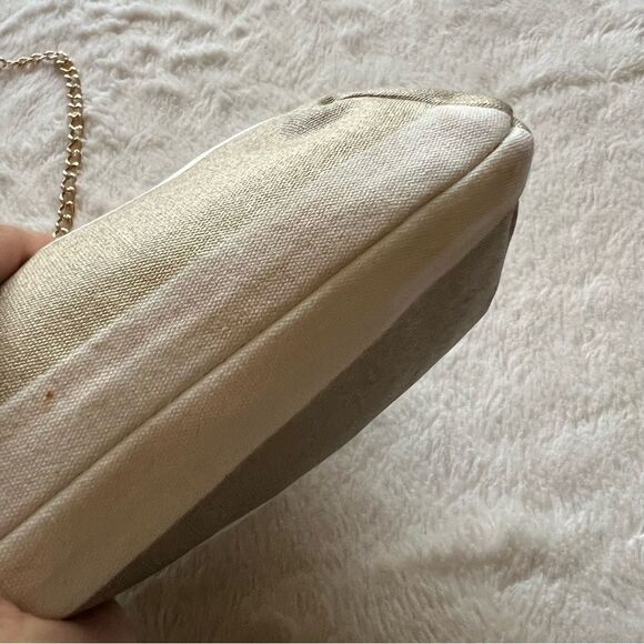 Donna Dixon Tippy Gold & White Kiss Lock Clutch NWT - Picture 8 of 16